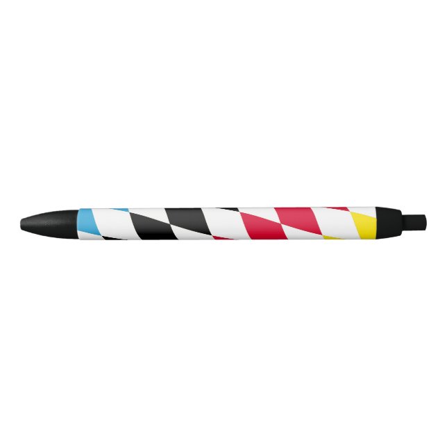 Black Red Yellow Blue Bavaria Diamond Flag Pattern Black Ink Pen (Front)