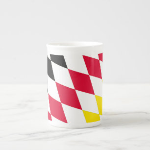 Black Red Yellow Blue Bavaria Diamond Flag Pattern Bone China Mug