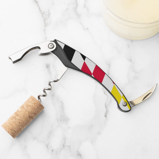 Black Red Yellow Blue Bavaria Diamond Flag Pattern Corkscrew (Front)
