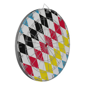 Black Red Yellow Blue Bavaria Diamond Flag Pattern Dartboard