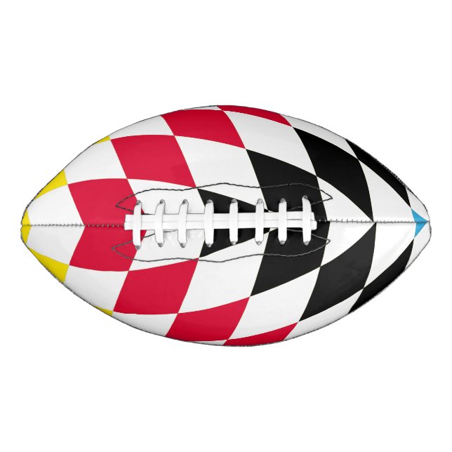Black Red Yellow Blue Bavaria Diamond Flag Pattern Football (Front)