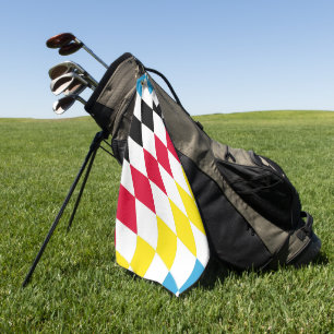 Black Red Yellow Blue Bavaria Diamond Flag Pattern Golf Towel