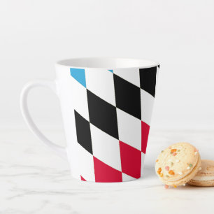 Black Red Yellow Blue Bavaria Diamond Flag Pattern Latte Mug