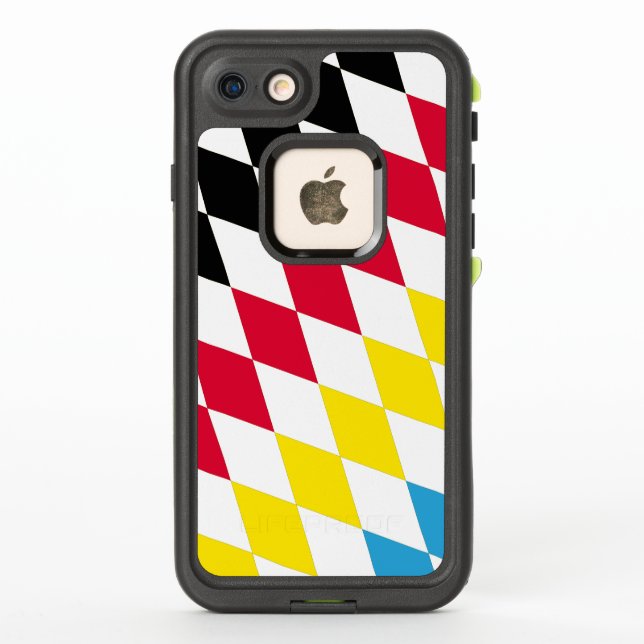 Black Red Yellow Blue Bavaria Diamond Flag Pattern LifeProof iPhone Case (Back)
