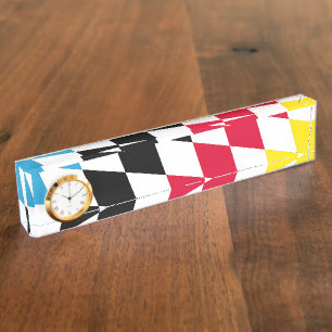 Black Red Yellow Blue Bavaria Diamond Flag Pattern Nameplate