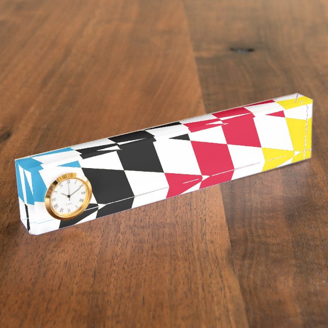 Black Red Yellow Blue Bavaria Diamond Flag Pattern Nameplate (Side)