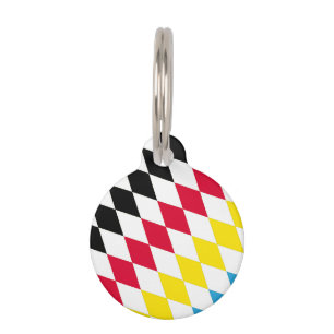 Black Red Yellow Blue Bavaria Diamond Flag Pattern Pet Tag