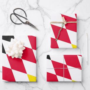 Black Red Yellow Blue Bavaria Diamond Flag Pattern Wrapping Paper Sheet