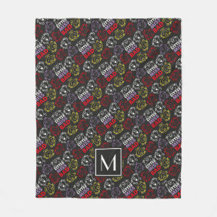 Black, Red & Yellow Pattern Monogram Fleece Blanket
