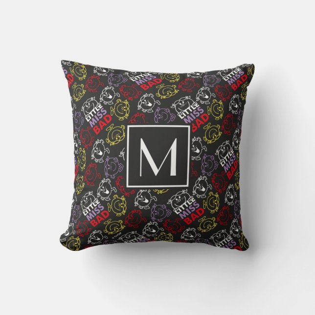 Black, Red & Yellow Pattern | Monogram Throw Pillow (Front)