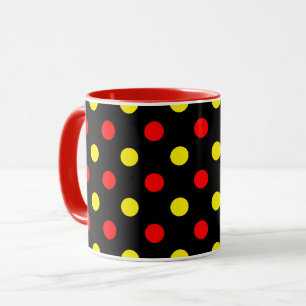 Black Red Yellow Polka Dots Design Mug