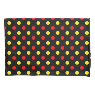 Black Red Yellow Polka Dots Design Pillowcase