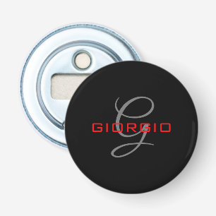 Black Red Your Name Initial Monogram Modern Bottle Opener
