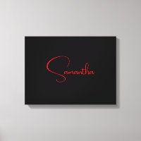 Black Red Your Name Minimalist Modern Calligraphy