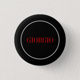 Black Red Your Name Minimalist Personal Modern 1 Inch Round Button