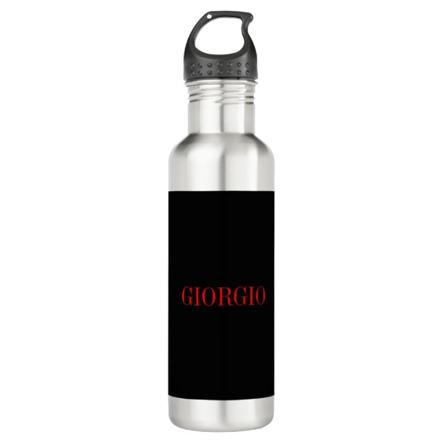 Black Red Your Name Minimalist Personal Modern 710 Ml Water Bottle (Front)