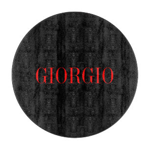 Black Red Your Name Minimalist Personal Modern Cutting Board