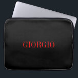 Black Red Your Name Minimalist Personal Modern Laptop Sleeve<br><div class="desc">Modern Professional Simple Design.</div>