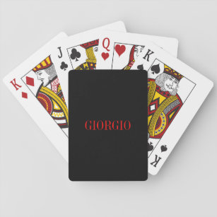 Black Red Your Name Minimalist Personal Modern Playing Cards