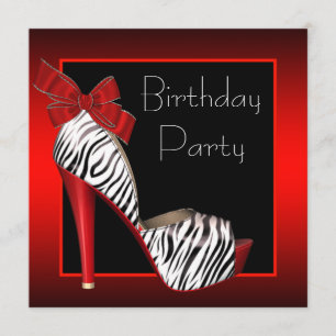 Black Red Zebra Anniversaire des invitations