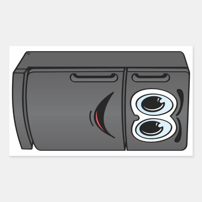 Black Refrigerator Cartoon Sticker (Front)