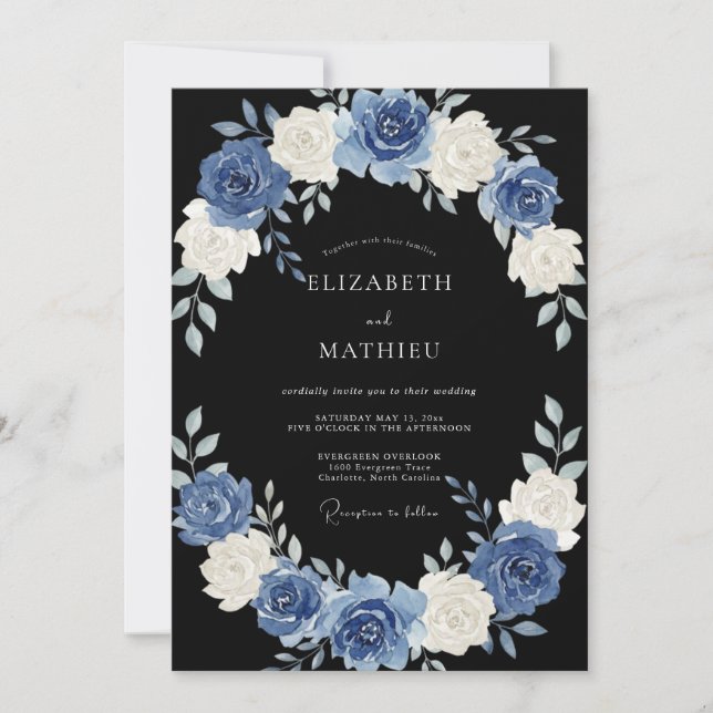 Black Regal Evening Wedding Invitation (Front)