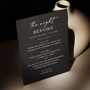 Black Rehearsal Dinner   Modern The Night Before Menu