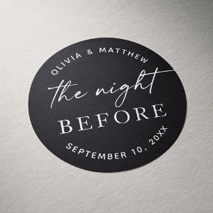 Black Rehearsal Dinner   Night Before Elegant Classic Round Sticker