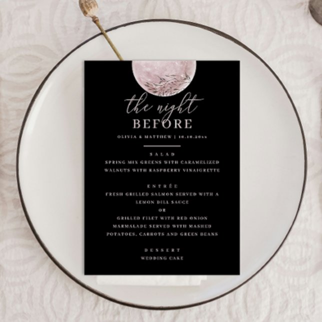 Black Rehearsal Dinner | Soft Pink Blush Moon Menu (Creator Uploaded)