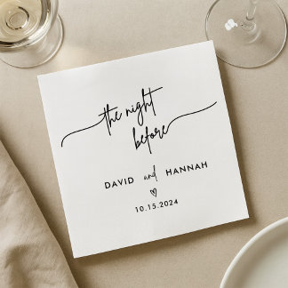 Black Rehearsal Dinner The Night Before Wedding Napkin