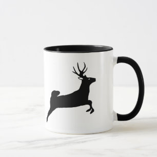Black Reindeer Silhouette White Mug