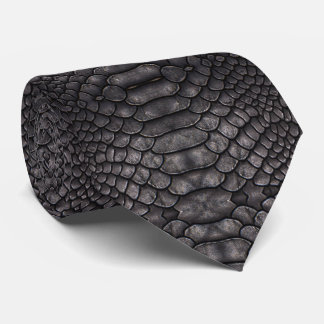 Black Reptile Print neck tie