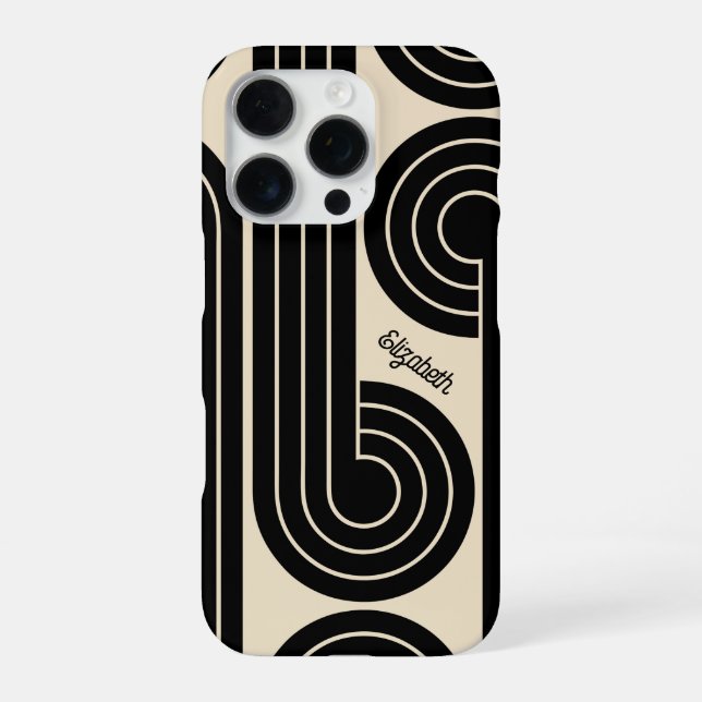 Black Retro Abstract Lines  iPhone Case (Back)