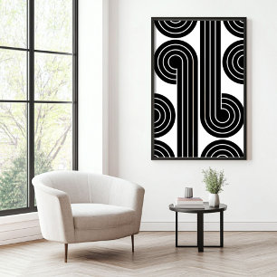 Black Retro Abstract Lines  Poster