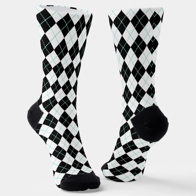Black  Retro Argyle Socks  (Angled)