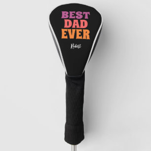 black retro best dad ever script name golf head cover