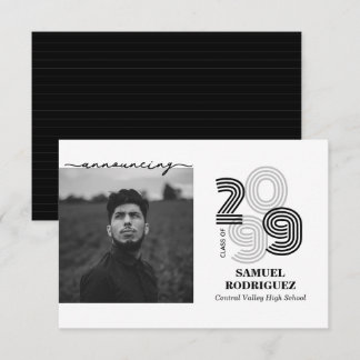 Black Retro Big Numbers Class of Photo Invitation