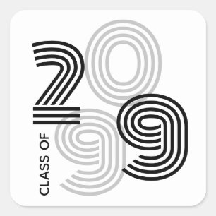 Black Retro Big Numbers Class of Square Sticker