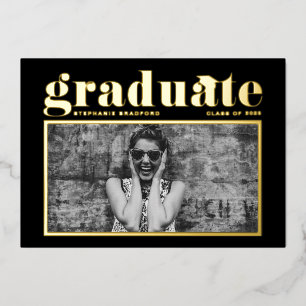 Black Retro Bold Typography Photo Graduation