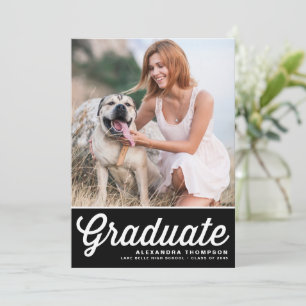 Black Retro Bold Typography Photo Graduation Announcement
