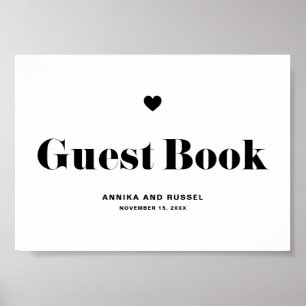 Black Retro Bold Typography Wedding Guest Book