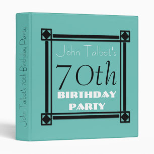 Black retro frame 70th Birthday Guest Book Binder