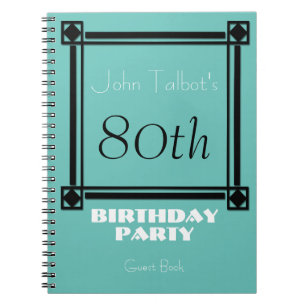 Black retro frame 80th Birthday Party Guest Book