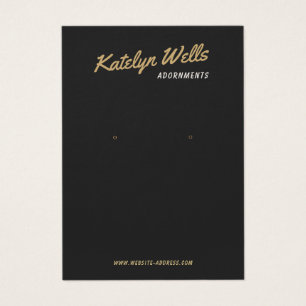 Black Retro Script Earring Display Card