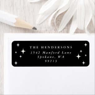 Black Retro Stars Return Address