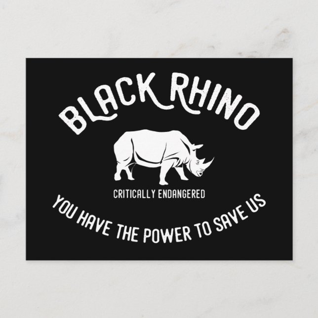 Black rhino animal protection postcards (Front)
