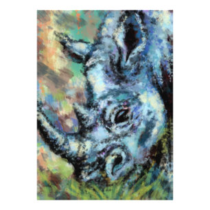 Black Rhino Grazes In Savannah Photo Print Drawing