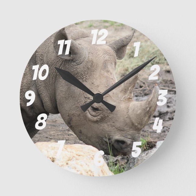  Black  Rhino Wall Clock (Front)