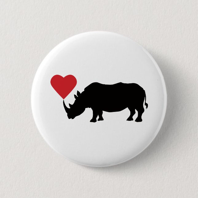 Black-Rhino-with-Heart 2 Inch Round Button (Front)