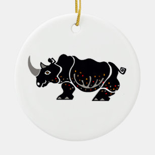 Black RHINOCEROS - African wildlife -Ornament Ceramic Ornament